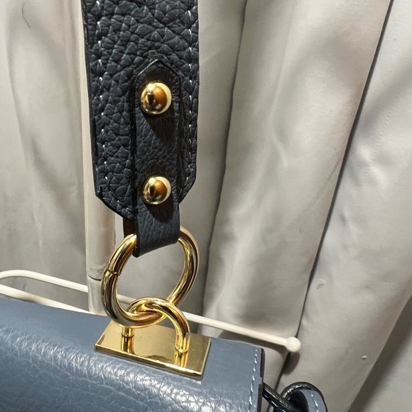 Uno Alla Volta Leather Shoulder Purse Blue - Picture 3 of 11